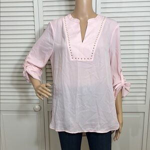 NWT Ivanka Trump Wonderland Blouse Light Pink with Studs Medium